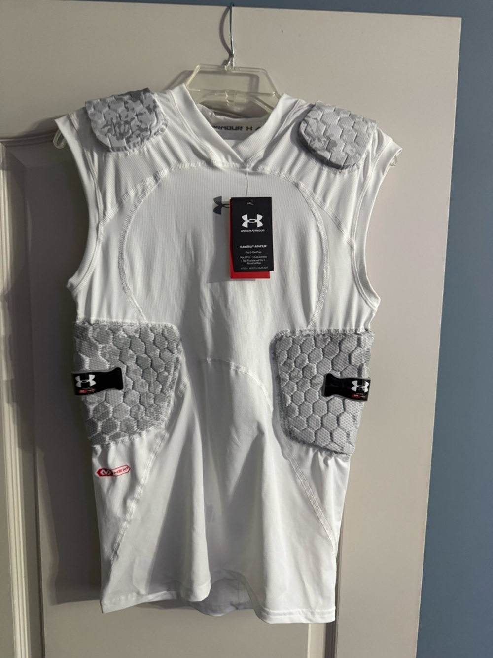 Under Armour White Sleeveless Padded Compression Football Shirt
